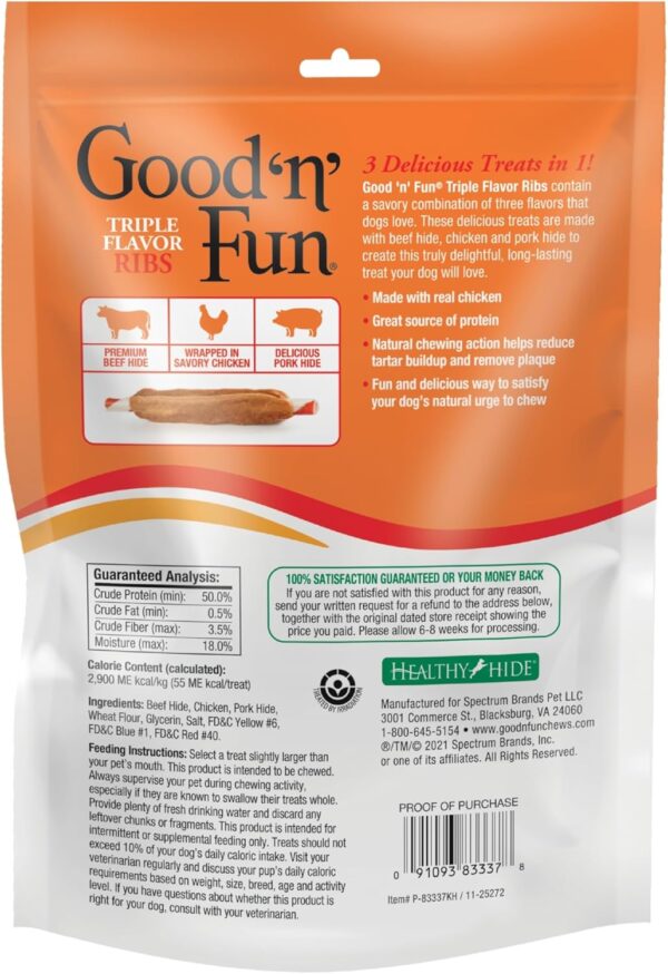 Good ’n’ Fun Triple Flavor Ribs, Rawhide Snack for All Dogs - Image 2