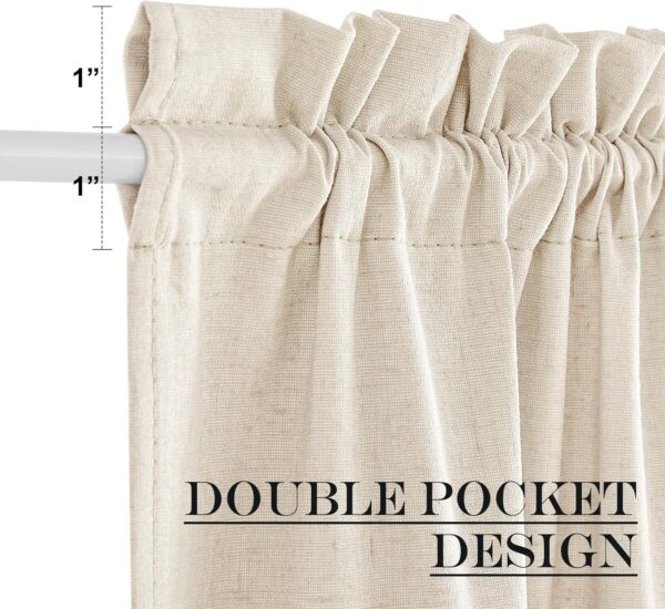 NICETOWN Linen Door Curtains for Door Window 72 inch Length, 100% Blackout French Door Blinds Curtains Thermal Insulate Covering for Patio Door Glass Door Front Door, 25" Wide, Light Beige, 1 Panel - Image 2