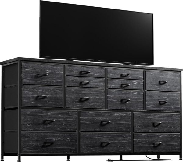 EnHomee Dresser TV Stand with Power Outlet 60" TV Stands for Living Room Dresser for Bedroom with 16 Drawers for TV Stand with Storage TV Stand for Bedroom Media TV Console Table 51.1''W*11.8''*34.8''