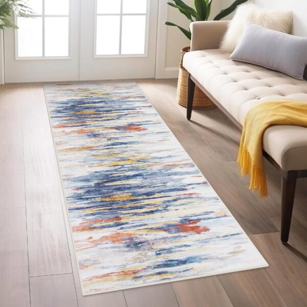 Lahome Abstract Washable Rugs, 3X5 Rug Soft Rugs for Bedroom Ultra-Thin Stain Resistant Carpet, Low-Pile Modern Living Room Rugs Non Slip Throw Rug for Office(3x5ft,Multi) - Image 5