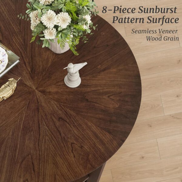 Round Coffee Table, 35" Rustic Modern Circle Coffee Tables with 2-Tier Storage Shelf, Sofa Table, Cocktail Table for Living Room, Dark Walnut - Image 5