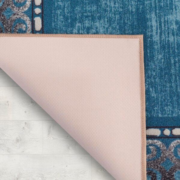 Antep Rugs Alfombras Bordered Modern 5x7 Non-Slip (Non-Skid) Low Pile Rubber Backing Indoor Area Rug (Turquoise Blue, 5' x 7') - Image 6