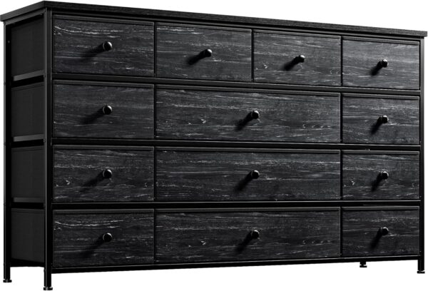 EnHomee Black Dresser, Dresser for Bedroom, Dresser with 13 Storage Drawer, Dressers & Chests of Drawers for 55" TV, Black Dresser for Bedroom, Long Dresser for Closet, Entryway