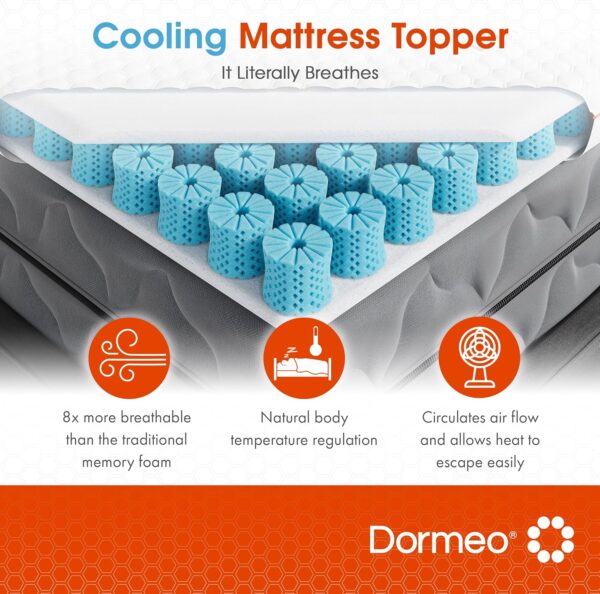 Dormeo Split King Mattress Topper - OctaspringⓇ Technology Premium Mattress Topper, Relieving Pressure Points and Optimal Back Support - Cooling Mattress Topper with Anti-Slip Bottom, 3 inch - Image 5