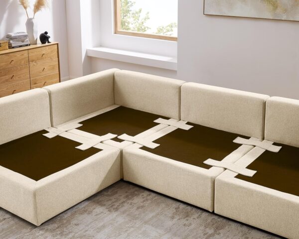 149" Oversized Modular Sectional Sofa, Extra Large U Shaped Couch with Reversible Chaise, 6 Seater Living Room Sofa Couch, Grey White - Image 6