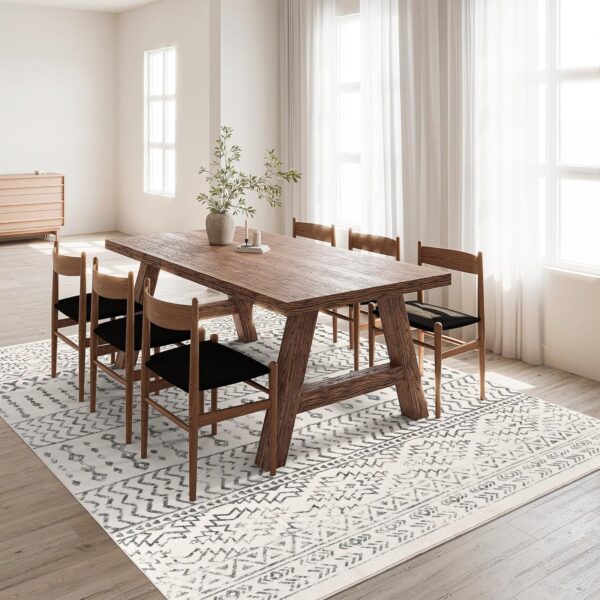 Art&Tuft 8x10 Area Rug, Super Soft Ultra-Thin Moroccan Washable, Anti-Slip Backing Rugs for Living Room, Foldable Geometric Machine Washable (8'x10', Ivory) - Image 6