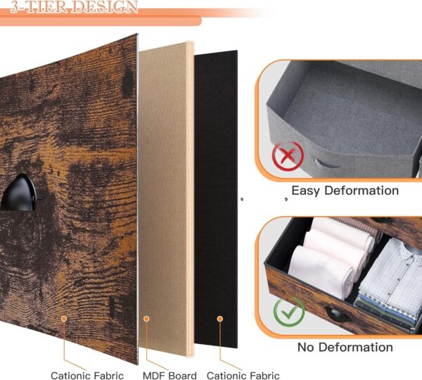 EnHomee Dresser for Bedroom with 9 Drawer Dressers & Chest of Drawers for Bedroom,Fabric Dresser for Closet with Wood Top for Living Room,Entryway,2 Shelves,Metal Frame,Rustic Brown - Image 7