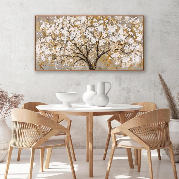 Framed Wall Art Gold Tree Of Life Modern Artwork Canvas Painting Textured Tree Pictures Wall Art Decor For Living Room Bedroom Dining Room Home Office Decor 20"X40" - Image 3
