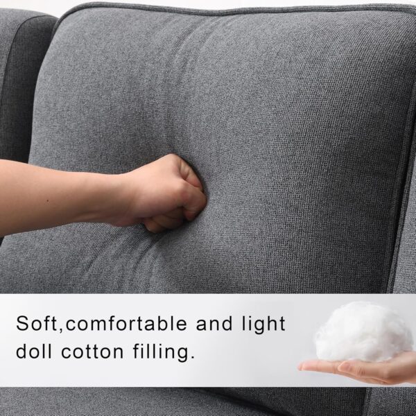 114.2" Modern Sectional Sofa Couch,Upholstered Sofa with Console,2 Cupholders,2 USB Ports Wired or Wirelessly Charged,Linen Fabric Couches with 4 Pillows for Living Room,Apartment,Dark Gray - Image 4