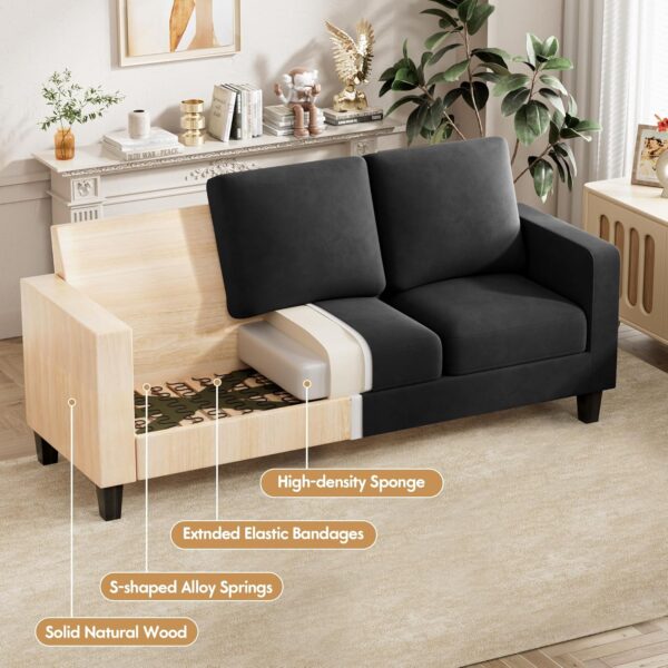 VICTONE Sectional Sofa Couch 3 seat L-Shaped Sectional Sofa with Linen Fabric Ottoman Small Couch for Small Apartments, Living Rooms and Offices (Declare, Deep Grey) - Image 5