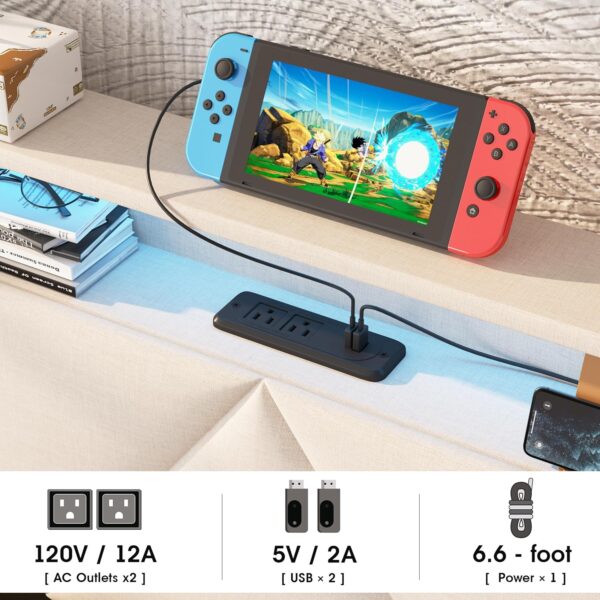 Vabches Full Bed Frame with Storage Headboard and 4 Drawers,Upholstered Platform with Charging Station and Led Lights,Adjustable Headboard,No Box Spring Needed,Beige - Image 4
