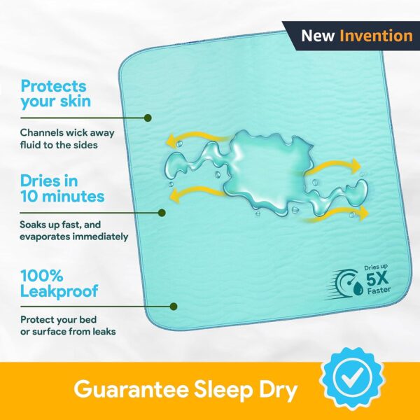 IMPROVIA® Washable Underpads, 34" x 52" (Pack of 2) - Heavy Absorbency Reusable Incontinence Pads for Kids, Adults, Elderly, and Pets - Waterproof Protective Pad for Bed, Couch, Sofa, Furniture, Floor - Image 2