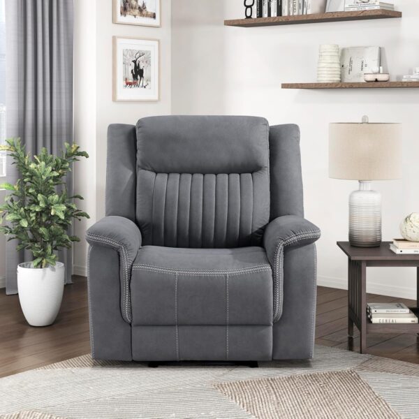Lexicon Recliner Chair Living Room Reclining Sofa Chair, Home Theater Seating, Wall Hugger Recliner, Manual Recliner Sofa Chair for Living Room/Office/Apartment, Grey - Image 2