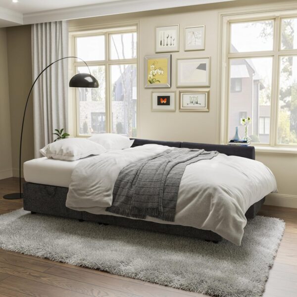 VanAcc Sleeper Sofa, Sofa Bed- 2 in 1 Pull Out Couch Bed with Storage Chaise for Living Room, Sofa Sleeper with Pull Out Bed, Grey Linen Couch - Image 3