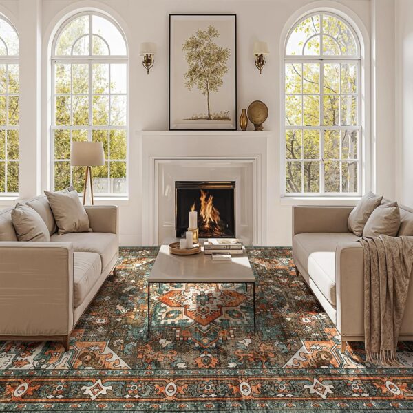 Shilucheng 8x10 Area Rugs for Living Room,Low-Pile Rug with Non Slip,Floor Carpet Pet Friendly,Machine Washable Rug Clearance for Bedroom Dining Room (Brick Red) - Image 2