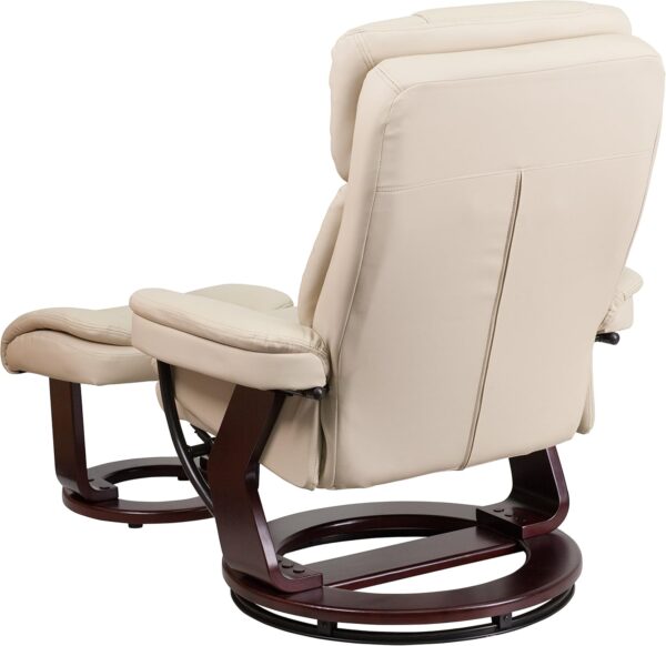 Flash Furniture Allie LeatherSoft Upholstered Recliner with Ottoman Footrest, Padded Swiveling Recliner Chair and Ottoman Set, Beige - Image 4