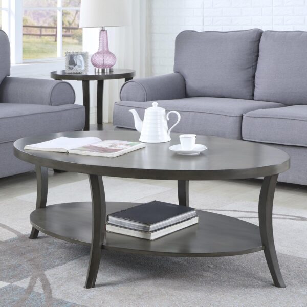 NicBex Coffee Table Wooden Coffee Table with Storage Oval Center Tables with Display Shelves Dining Table for Living Room, Dining Room, Office, and Bedroom,48" W, Espresso - Image 2