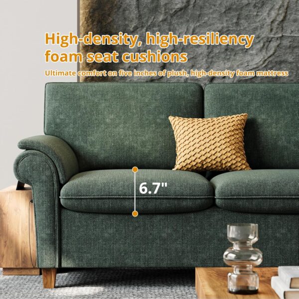 LIKIMIO Sofa 89 Inch, Comfy Sofa Couch with USP Port, Extra Deep Seats Modern 3 Seater Sofa, Couch for Living Room Apartment Lounge, Green Chenille - Image 6
