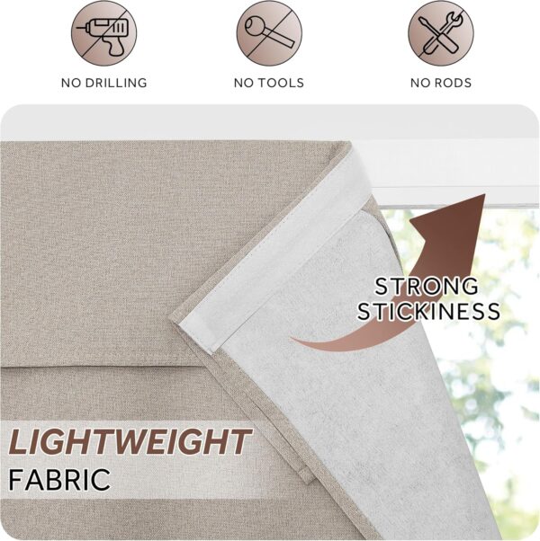 StangH Natural Linen 100% Blackout French Door Curtain, Portable Light Blocking Tricia Door Blinds Thermal Insulated Lightweight Tie Up Door Shade for Bedroom Front Door, W26 x L69, 1 Panel - Image 4