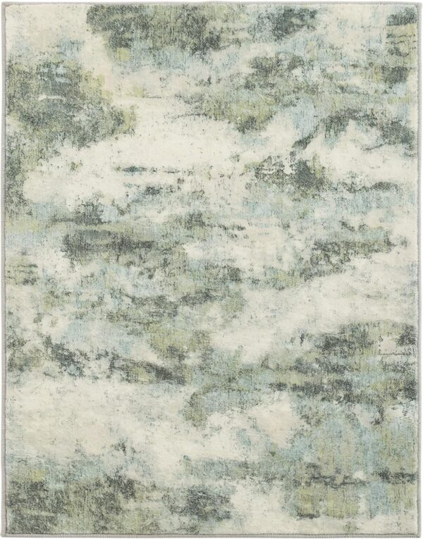 Carvapet Washable Rug 8x10, Green Modern Abstract Area Rugs, Low Pile Rugs with Rubber Backing, Stain Resistant Rugs for Living Room, Foldable Machine Washable Area Rug - Image 6