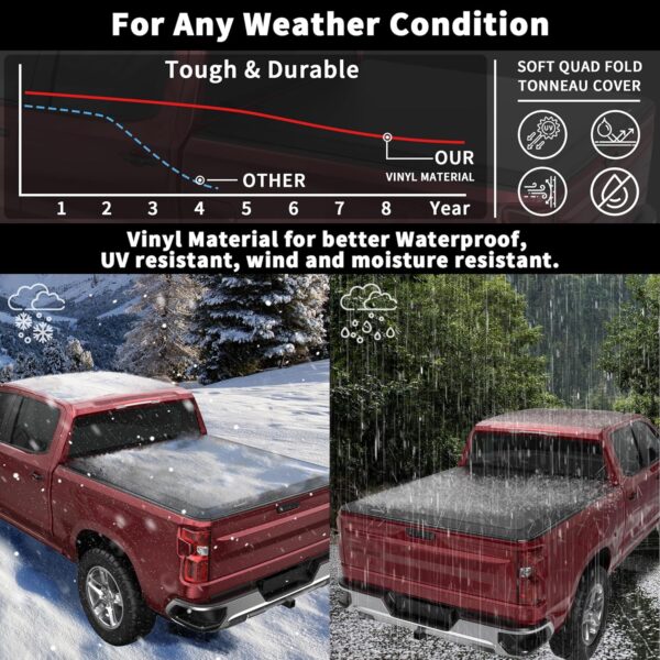Soft Quad Fold Truck Bed Tonneau Cover Compatible for 2014-2024 Toyota Tundra 4-Fold 5.6FT 66.7nch - Image 5