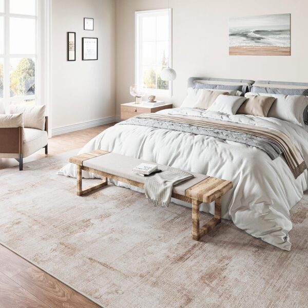 5x7 Washable Area Rug Taupe Abstract Modern Living Room Bedroom Throw Rug Non Slip Soft Thin Simple Indoor Floor Carpet for Dining Room Office Entryway Kitchen Nursery Home Decor - Image 2