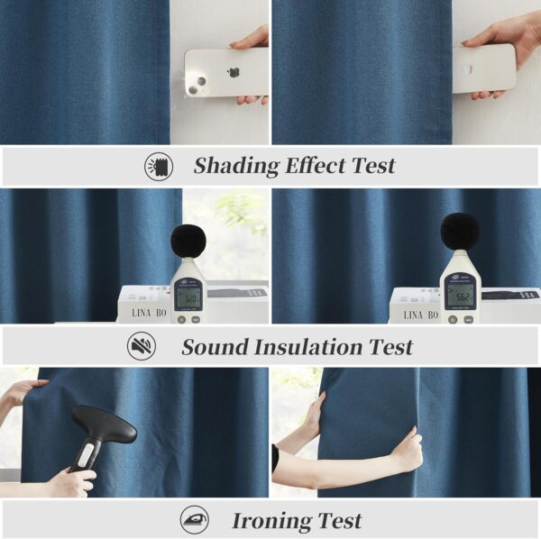 KEQIAOSUOCAI Short Blackout Curtains Denim Blue - 45 Inch Windwo Blinds & Shades for RV, Narrow Wide Draperies for Bathroom Boys Nursery Bedroom W34 x L45 Back Tab Loop Pocket, 2 Panels Set - Image 6