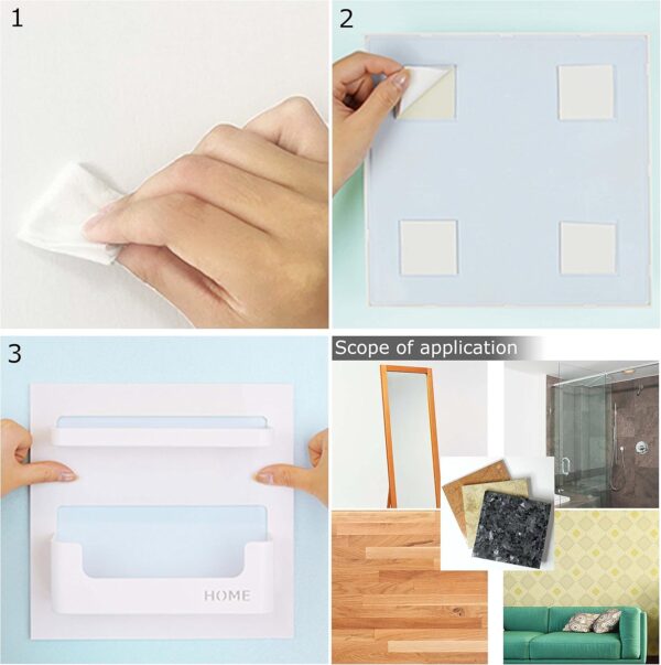 EHKIT Bedside Shelf Accessories Organizer- Wall Mount Self Stick On,Ideal for Glasses,Remote,Earphone, Cell Phone Charger,Manicure Kit - Image 5