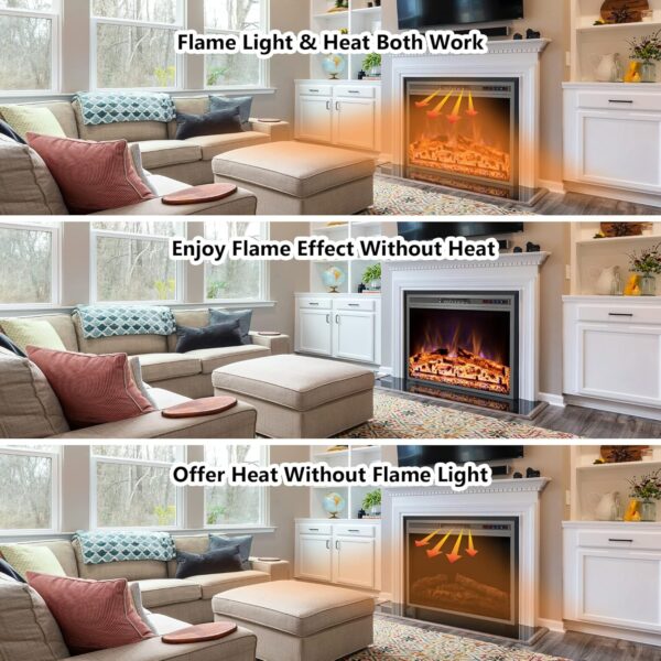 Electric Fireplace, 50" Electric Fireplace Inserts, Recessed Fireplace Heater with Remote Control, Adjustable Flame Colors, Timer&Overheating Protection, 750/1500W - Image 3
