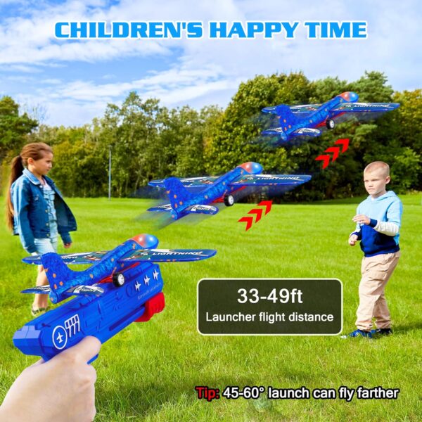 3 Pack Airplane Launcher Toys, 2 Flight Modes LED Foam Glider Catapult Plane, Outdoor Flying Toy for Kids, Birthday Gifts for Boy Girl 6+ Year Old, B-Day Party Supplies - Image 7