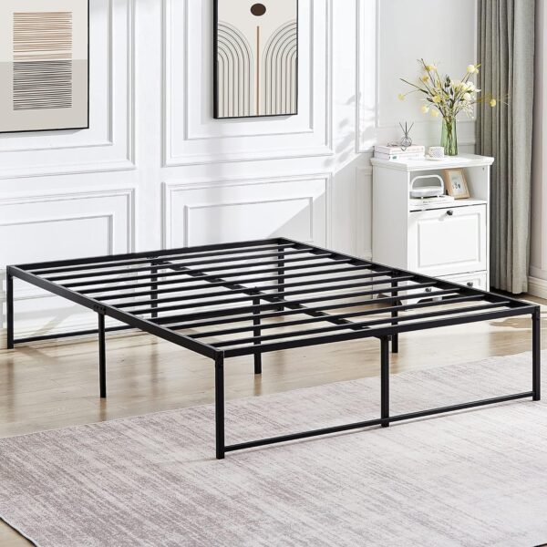 VECELO 16" Queen Bed Frame/Metal Platform Mattress Foundation/No Box Spring Needed