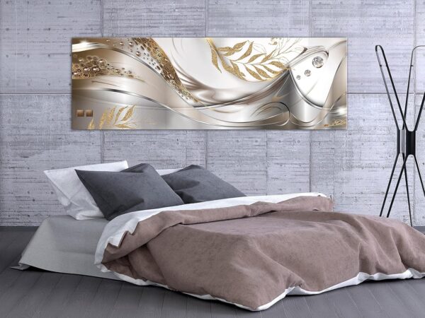 artgeist Canvas Wall Art Print Abstract 47x16 in - 1pcs Home Decor Framed Stretched Picture Photo Painting Artwork Image - Glamour Diamond Leaves a-A-0778-b-a - Image 2