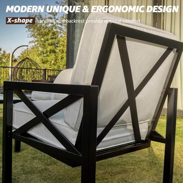 NATURAL EXPRESSIONS Outdoor Patio Furniture 4 Pieces Set, Modern Patio Conversation Sets, Outdoor Sectional Metal Sofa with 5.5 Inch Cushion and Coffee Table for Balcony, Garden - Image 4