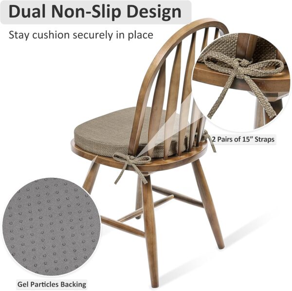 Shinnwa Dining Chair Cushions Set of 4 Windsor Chair Pads for Dining Room High-Resilience Foam Seat Cushions for Kitchen Chairs with Ties & Textured Cover, 4 Pack, 16.5 x 15.5 x 2 Inches - Image 5