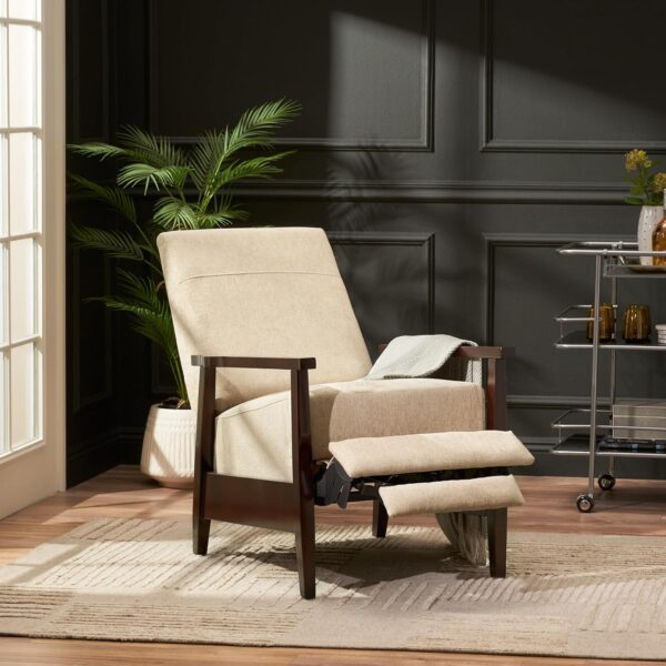 Merax Wide Wood Hand Manual Club Recliner, Adjustable Chaise Chair Fabric Single Lie Sofa for Living Room, Bedroom, Office, Lounges, 35" D x 24.75" W x 37.75" H, Sand - Image 7