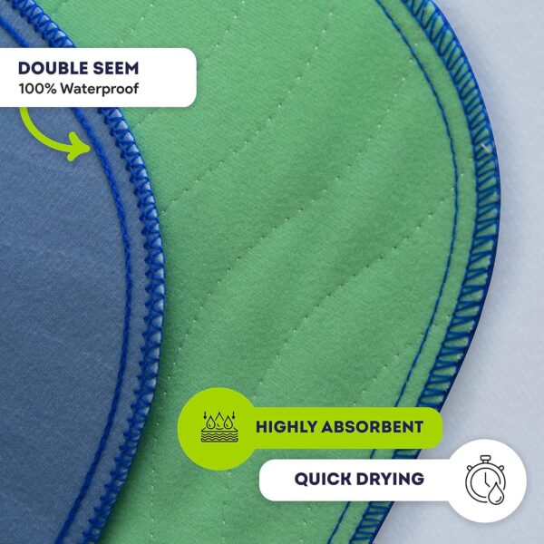 IMPROVIA® Washable Underpads, 34" x 52" (Pack of 2) - Heavy Absorbency Reusable Incontinence Pads for Kids, Adults, Elderly, and Pets - Waterproof Protective Pad for Bed, Couch, Sofa, Furniture, Floor - Image 6