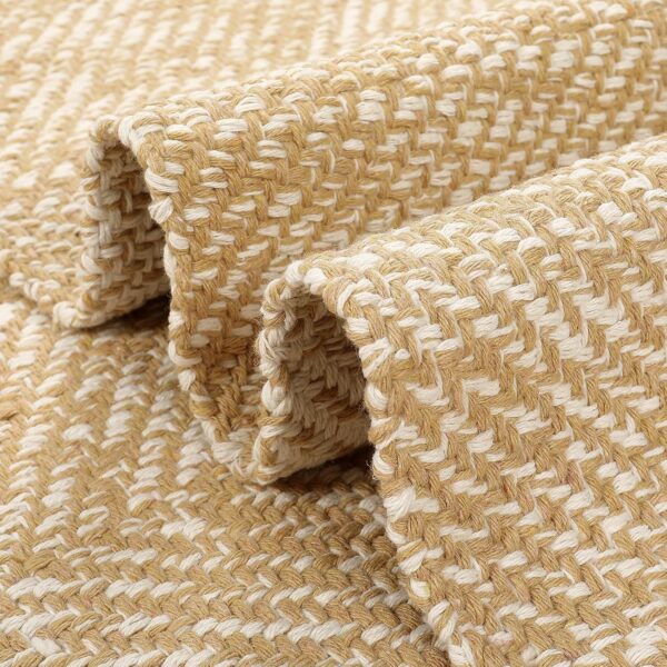 LEEVAN Washable Area Rug 4x6, Hand-Woven Cotton Living Room Rug, Tan/Cream Braided Bedroom Rug, Farmhouse Indoor/Outdoor Floor Carpet for Patio, Nursery, Office, Playroom, Dining Room - Image 3