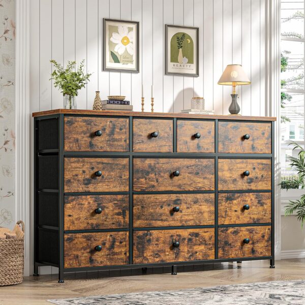EnHomee Dresser for Bedroom with 13 Drawers Dresser Bedroom Long Dressers & Chest of Drawers Large Storage Fabric Dresser for Bedroom Living Room Entry, Sturdy Metal Frame,47.2" Wx 33" H x 11.8" D - Image 2