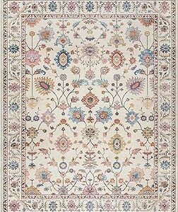Gertmenian Printed Indoor Boho Area Rug - Non Slip, Ultra Thin, Super Strong, Printed Rug - Home Décor for Entryway, Bedroom, Living Room - 8x10 Large, Cullen Cream Multi, 28548