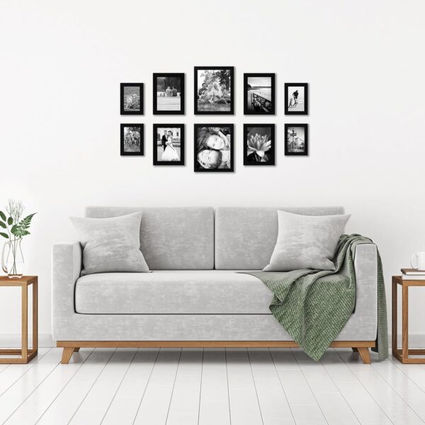 Americanflat Set of 10 Picture Frames with Shatter-Resistant Glass - Gallery Wall Frame Set with Two 8x10 Frames, Four 5x7 Frames and Four 4x6 Frames - Signature Collection - Black - Image 6