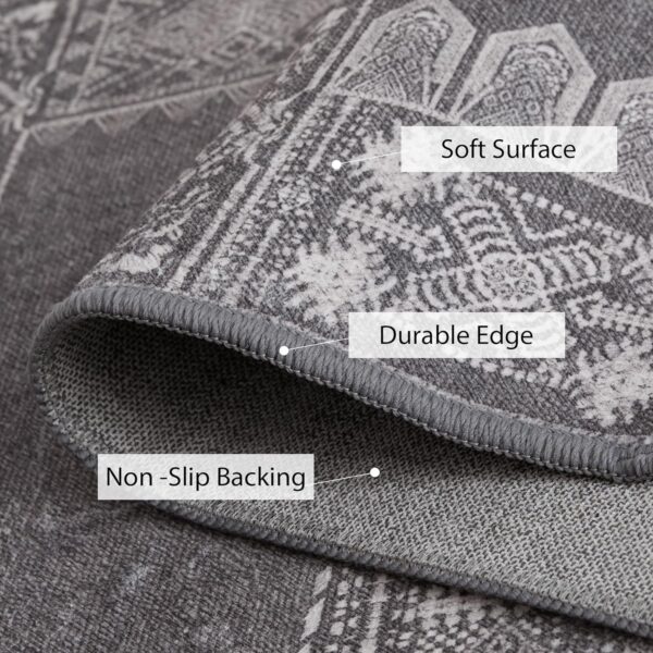 NICETOWN Grey Entryway Rug 2x3 Small Rugs for 2x3 Washable Vintage Area Rug - Boho Non-Slip Entryway Rug Living Room Rug Entrance Mat Carpet for Kitchen Laundry Bathroom Bedroom, Grey - Image 5