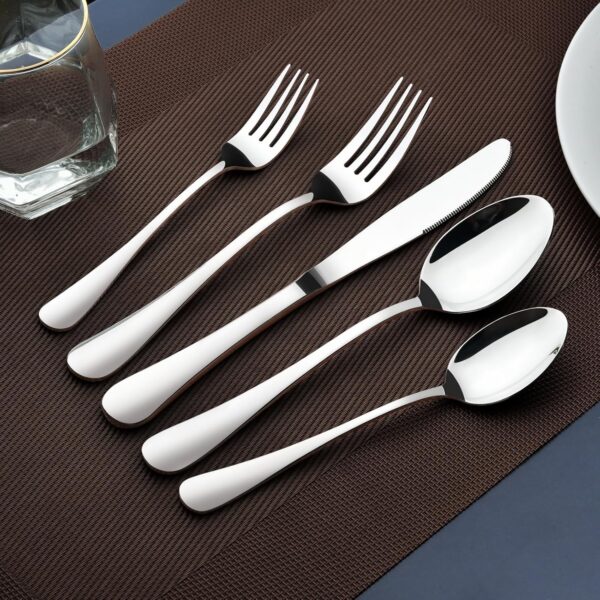 Silverware Set for 8, 40 Piece Heavy Duty Stainless Steel Flatware Utensils Cutlery Set Including Steak Knife Fork and Spoon, Dishwasher Safe, Gift Package for Wedding Housewarming - Image 7