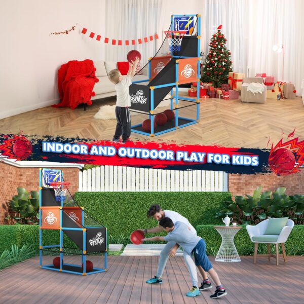 Arcade Basketball Game Set Boy Toys: Indoor Basketball Hoop with 4 Balls Outdoor Sports Toy for Kids 3-12 Years Old Adjustable Height with Air Pump Christmas Birthday Gifts Aged 3-5 6 6-8 7 8 8-12 9 - Image 5