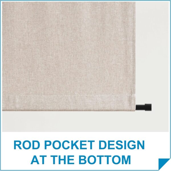 RYB HOME Tricia Room Darkening Curtains for French Door, Nature Linen Blended Privacy Curtains and Drapes Roll Up Blinds for Sightseeing and Window Decor, W26 x L69 inch, 1 Pc, Khaki - Image 6