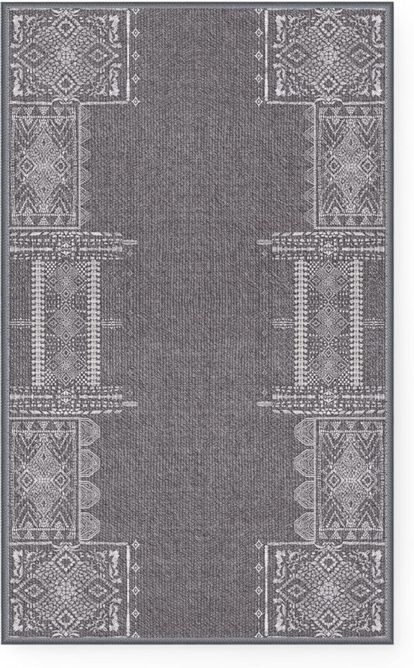 NICETOWN Grey Entryway Rug 2x3 Small Rugs for 2x3 Washable Vintage Area Rug - Boho Non-Slip Entryway Rug Living Room Rug Entrance Mat Carpet for Kitchen Laundry Bathroom Bedroom, Grey - Image 6