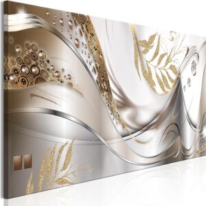 artgeist Canvas Wall Art Print Abstract 47x16 in - 1pcs Home Decor Framed Stretched Picture Photo Painting Artwork Image - Glamour Diamond Leaves a-A-0778-b-a