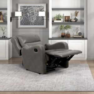Lexicon Recliner Chair Living Room Reclining Sofa Chair, Home Theater Seating Modern Recliner, Manual Recliner Sofa Chair for Living Room/Office/Apartment, Wall Hugger Recliner, Gray