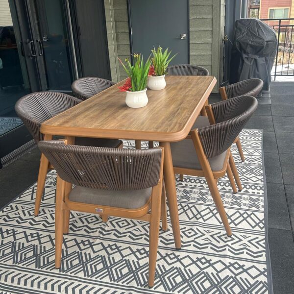 PURPLE LEAF 7 Pieces Outdoor Dining Set All-Weather Wicker Outdoor Patio Furniture with Table All Aluminum Frame for Lawn Garden Backyard Deck Patio Dining Set with Cushions, Brown - Image 2