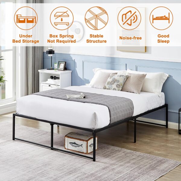 VECELO 16" Queen Bed Frame/Metal Platform Mattress Foundation/No Box Spring Needed - Image 3