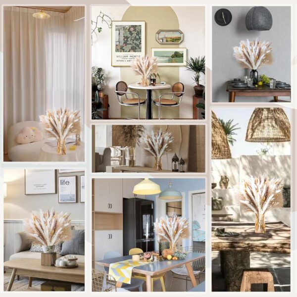 Natural Pampas Grass 8kind Grass Mix Bouquet | Dried Pampas Bouquet for Wedding Boho Flowers Home Table Decor Desk Decor, Rustic Farmhouse Decor (93PCS) - Image 2